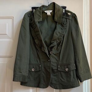 White House Black Market Green Utility Size 6 Jacket Small Military Fitted